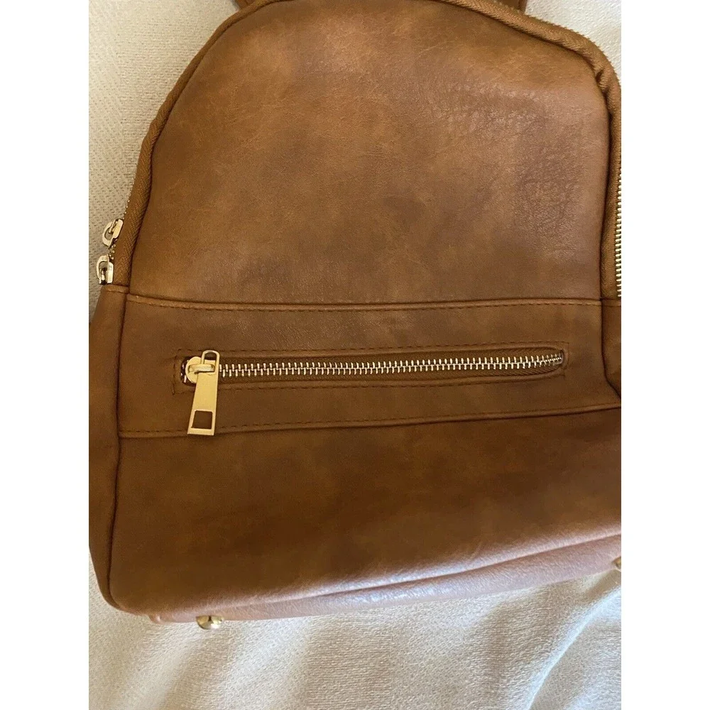 N Gil Women’s purse backpack Brown Faux Leather